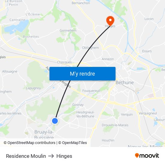 Residence Moulin to Hinges map
