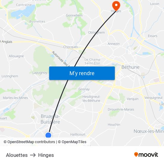 Alouettes to Hinges map