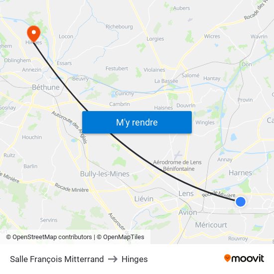 Salle François Mitterrand to Hinges map