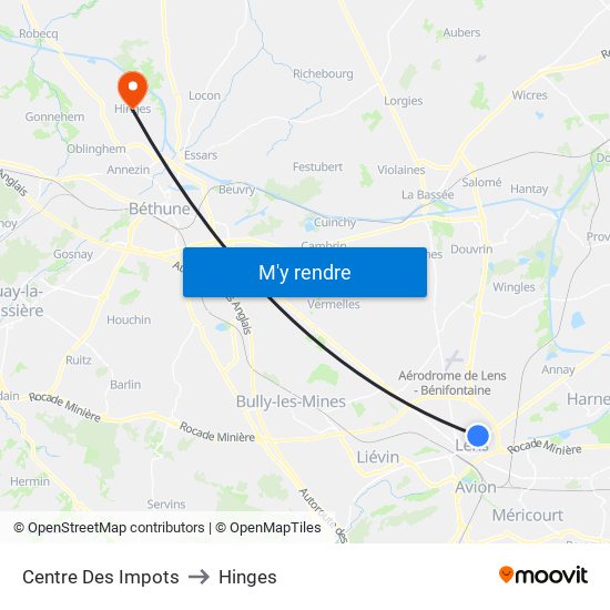 Centre Des Impots to Hinges map