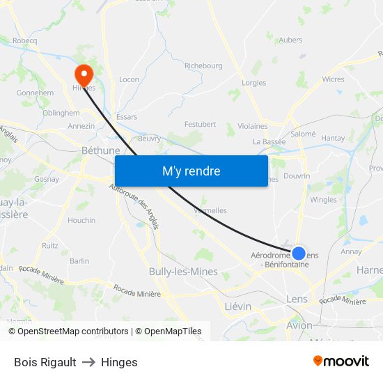Bois Rigault to Hinges map
