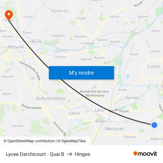 Lycee Darchicourt - Quai B to Hinges map