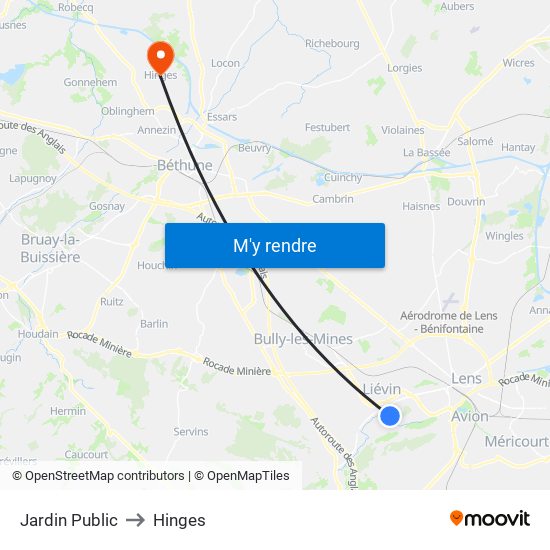 Jardin Public to Hinges map