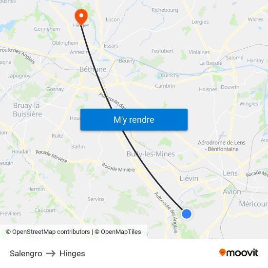 Salengro to Hinges map