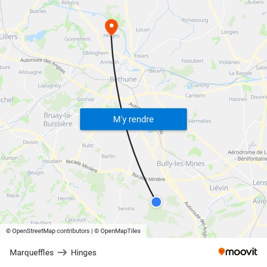 Marqueffles to Hinges map