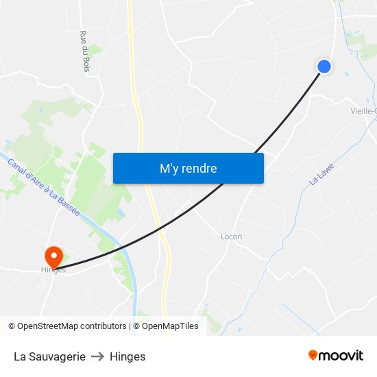 La Sauvagerie to Hinges map