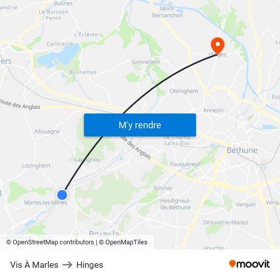 Vis À Marles to Hinges map