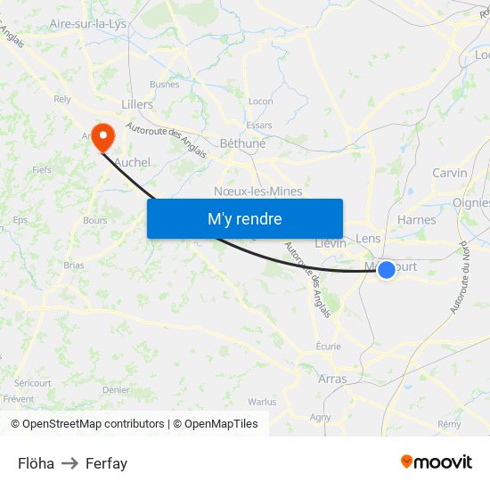 Flöha to Ferfay map