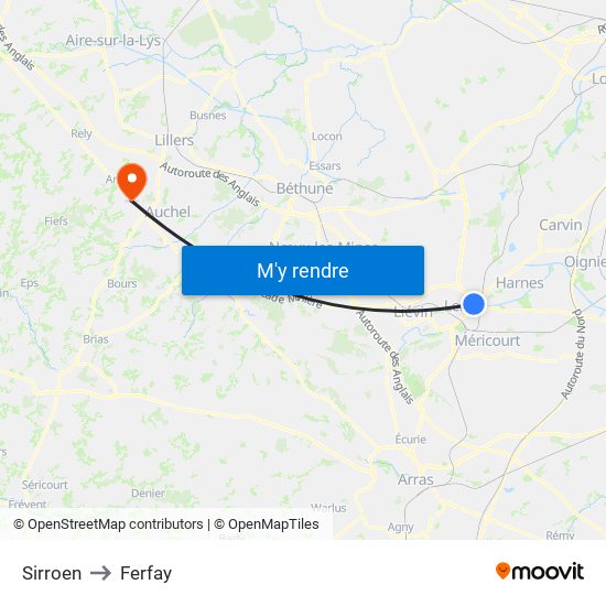 Sirroen to Ferfay map