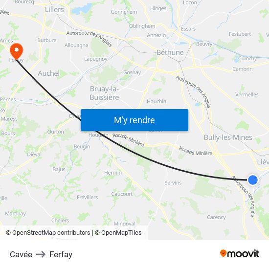 Cavée to Ferfay map