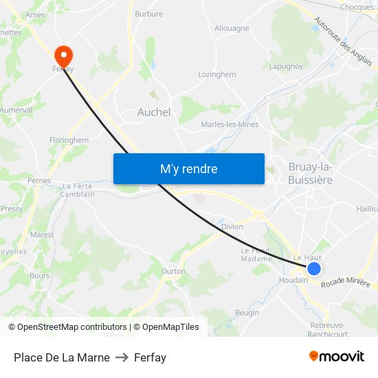 Place De La Marne to Ferfay map