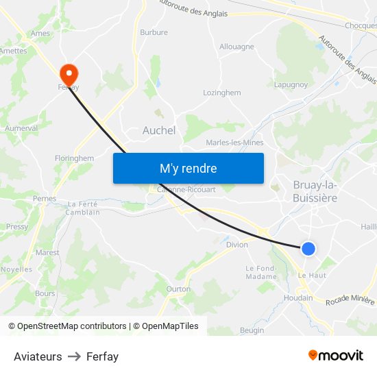 Aviateurs to Ferfay map