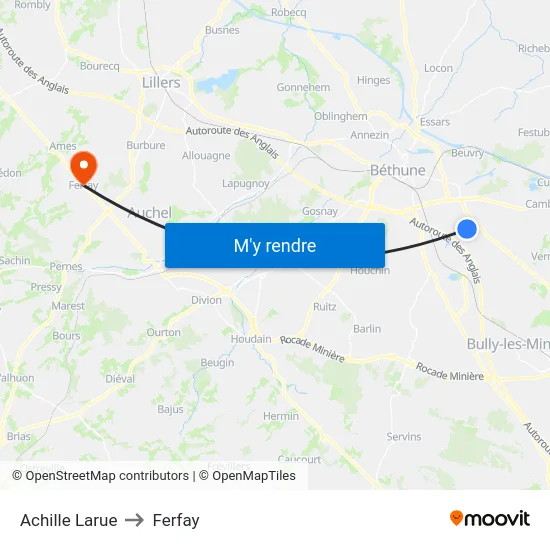 Achille Larue to Ferfay map