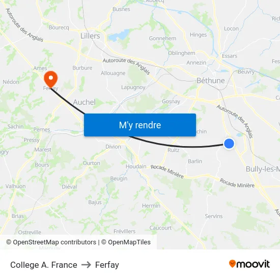 College A. France to Ferfay map