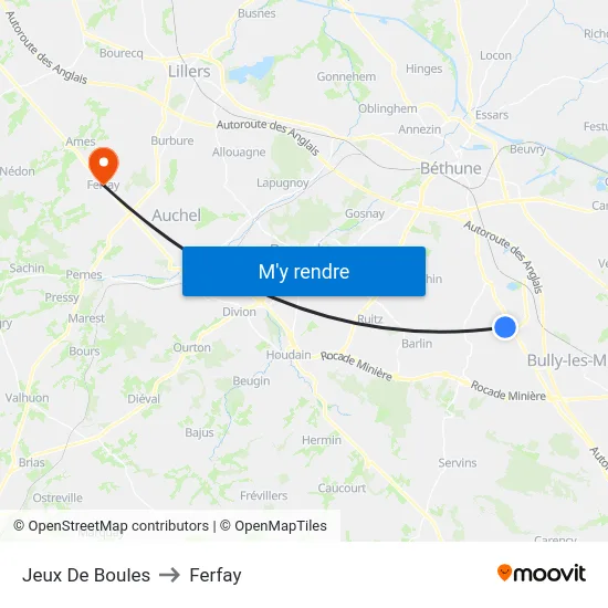 Jeux De Boules to Ferfay map