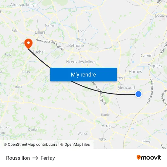 Roussillon to Ferfay map