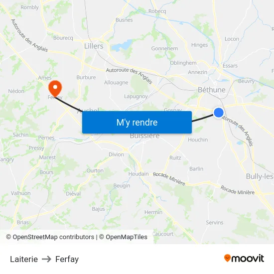 Laiterie to Ferfay map
