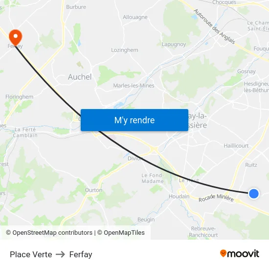 Place Verte to Ferfay map