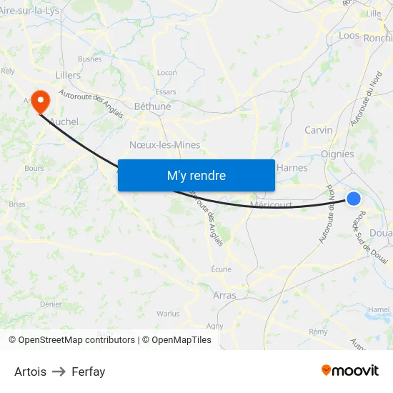 Artois to Ferfay map