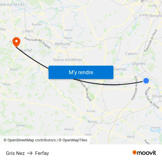 Gris Nez to Ferfay map