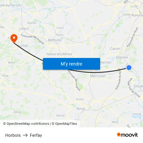 Horbois to Ferfay map