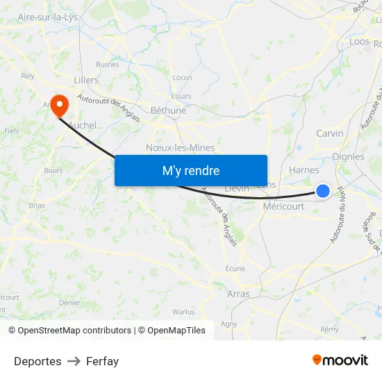 Deportes to Ferfay map