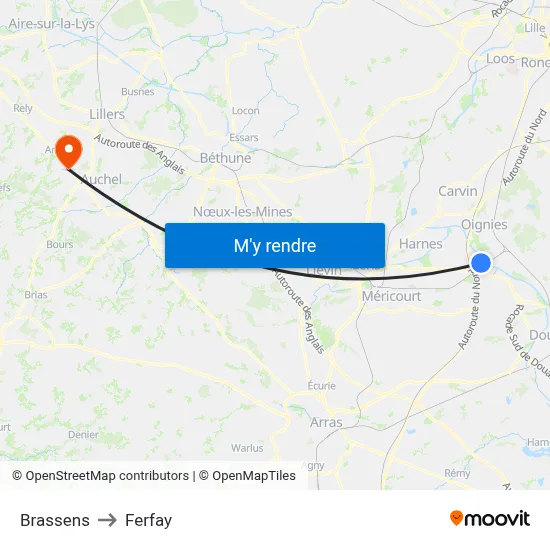 Brassens to Ferfay map