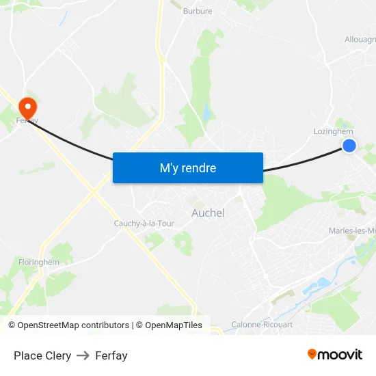Place Clery to Ferfay map