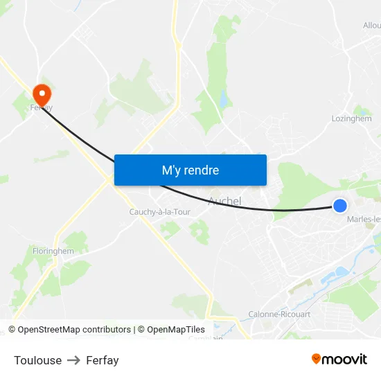 Toulouse to Ferfay map