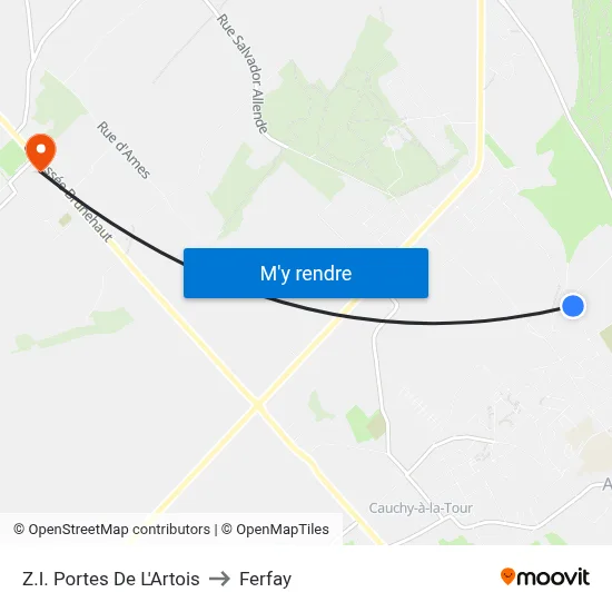 Z.I. Portes De L'Artois to Ferfay map