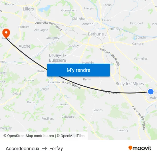 Accordeonneux to Ferfay map