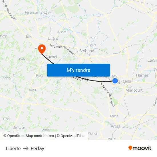 Liberte to Ferfay map