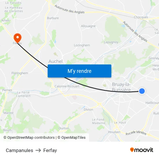 Campanules to Ferfay map