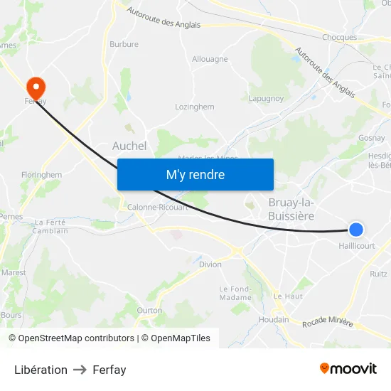 Libération to Ferfay map