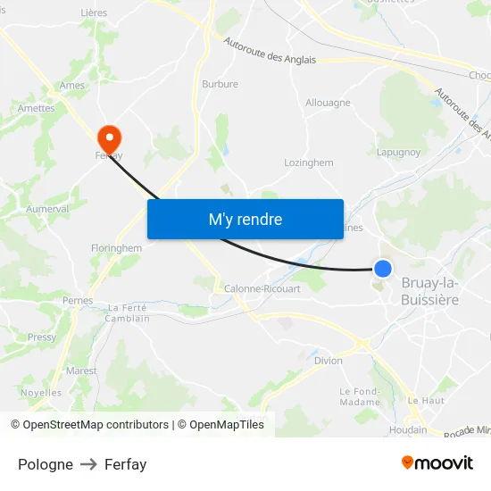 Pologne to Ferfay map