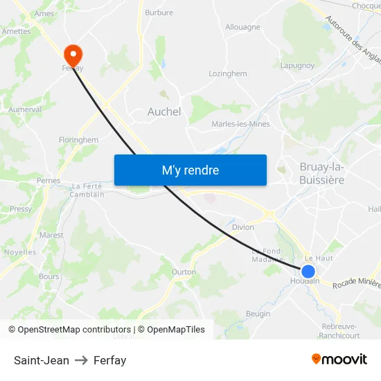 Saint-Jean to Ferfay map