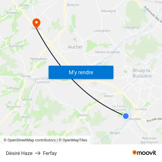 Désiré Haze to Ferfay map