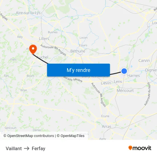 Vaillant to Ferfay map