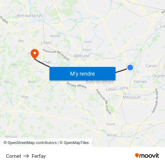 Cornet to Ferfay map