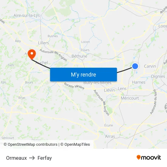 Ormeaux to Ferfay map