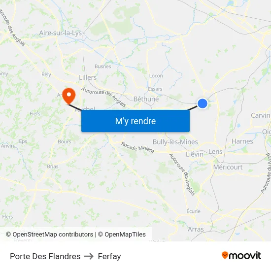 Porte Des Flandres to Ferfay map