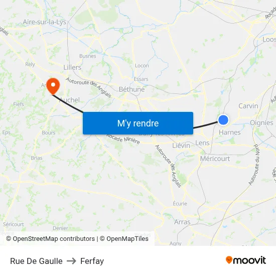 Rue De Gaulle to Ferfay map