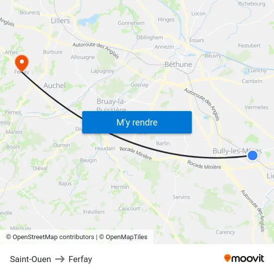 Saint-Ouen to Ferfay map
