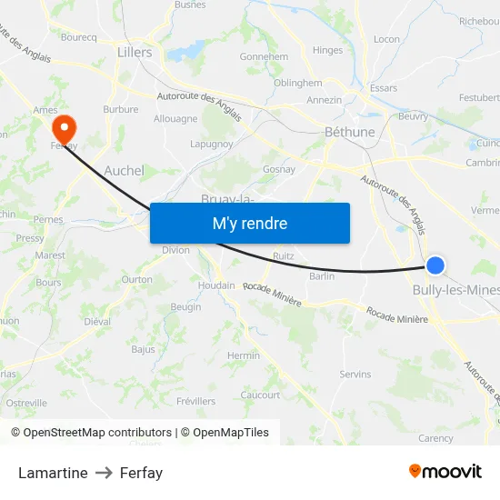 Lamartine to Ferfay map