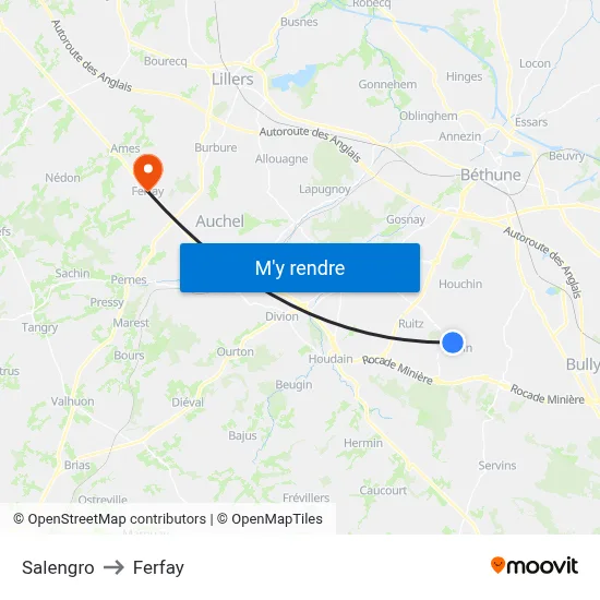 Salengro to Ferfay map