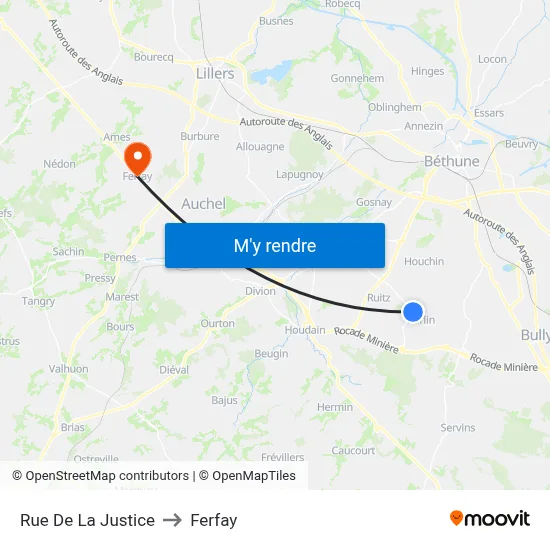 Rue De La Justice to Ferfay map