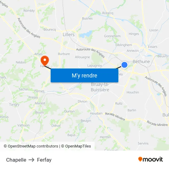 Chapelle to Ferfay map