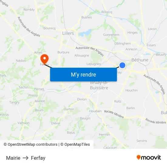 Mairie to Ferfay map