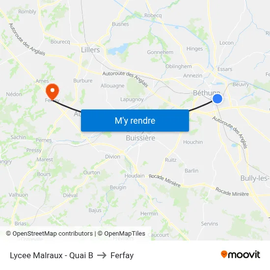 Lycee Malraux - Quai B to Ferfay map