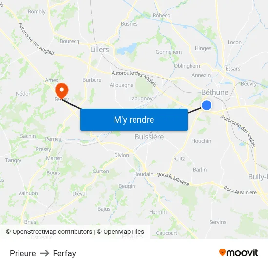 Prieure to Ferfay map